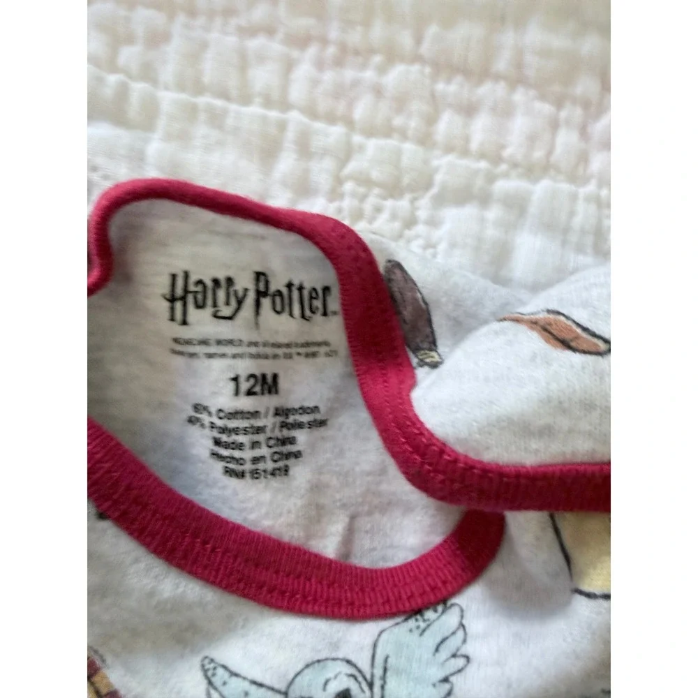 Harry Potter Romper Baby 12M I'm A Keeper Hedwig Grey Red 2pc Set Snaps summer‎